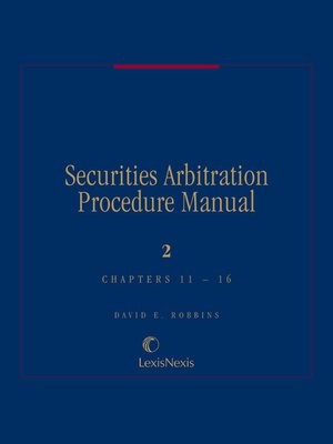 Securities Arbitration Procedure Manual By David E